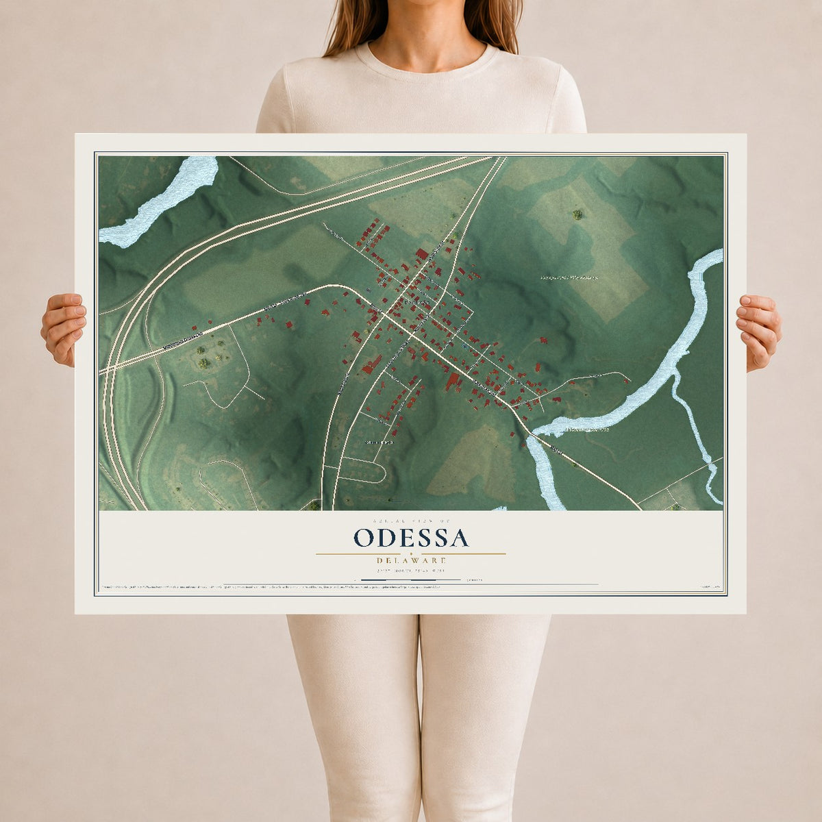 Map of Odessa, Delaware, 24 x 36 inch unframed archival matte print