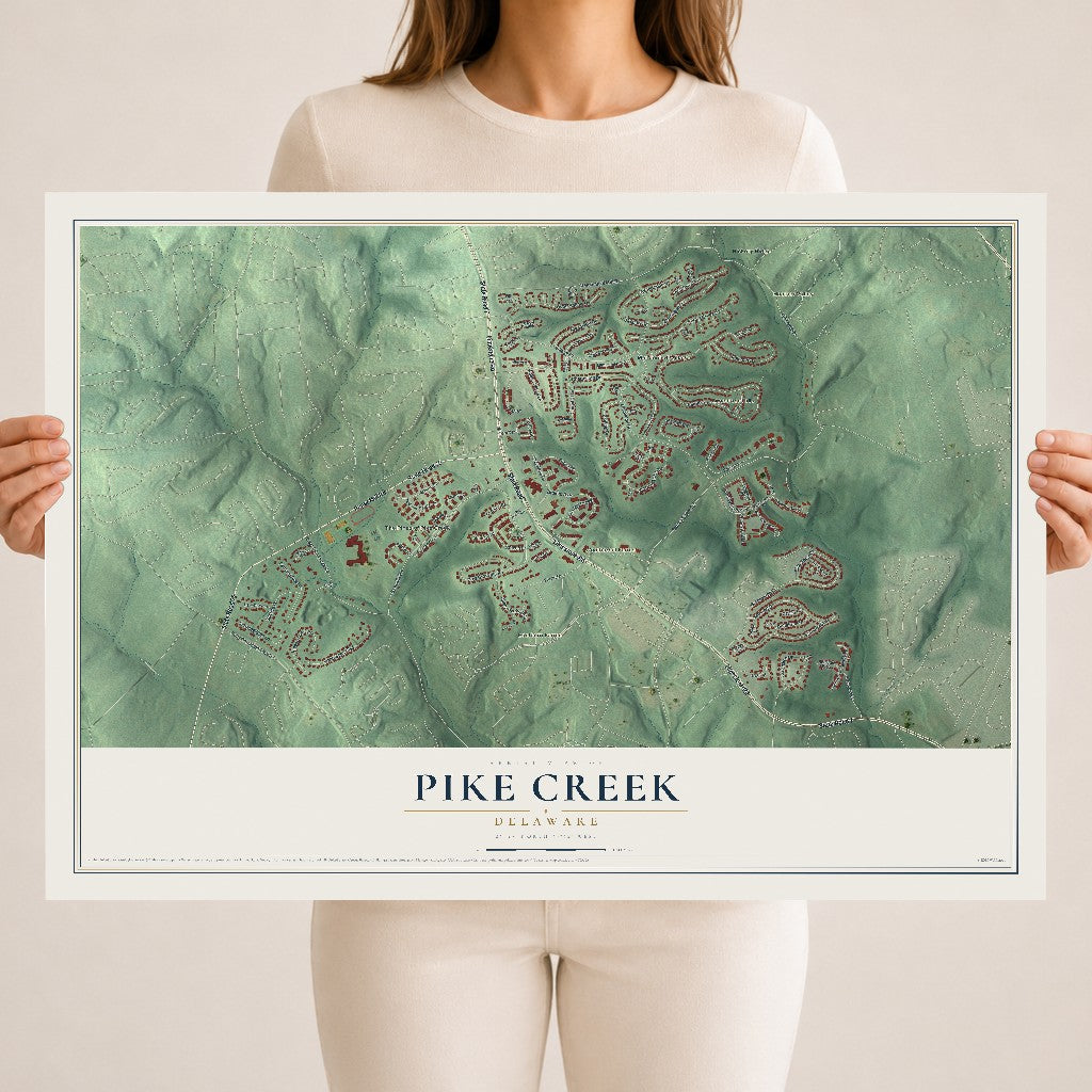 Map of Pike Creek, Delaware, 18 x 24 inch unframed archival matte print