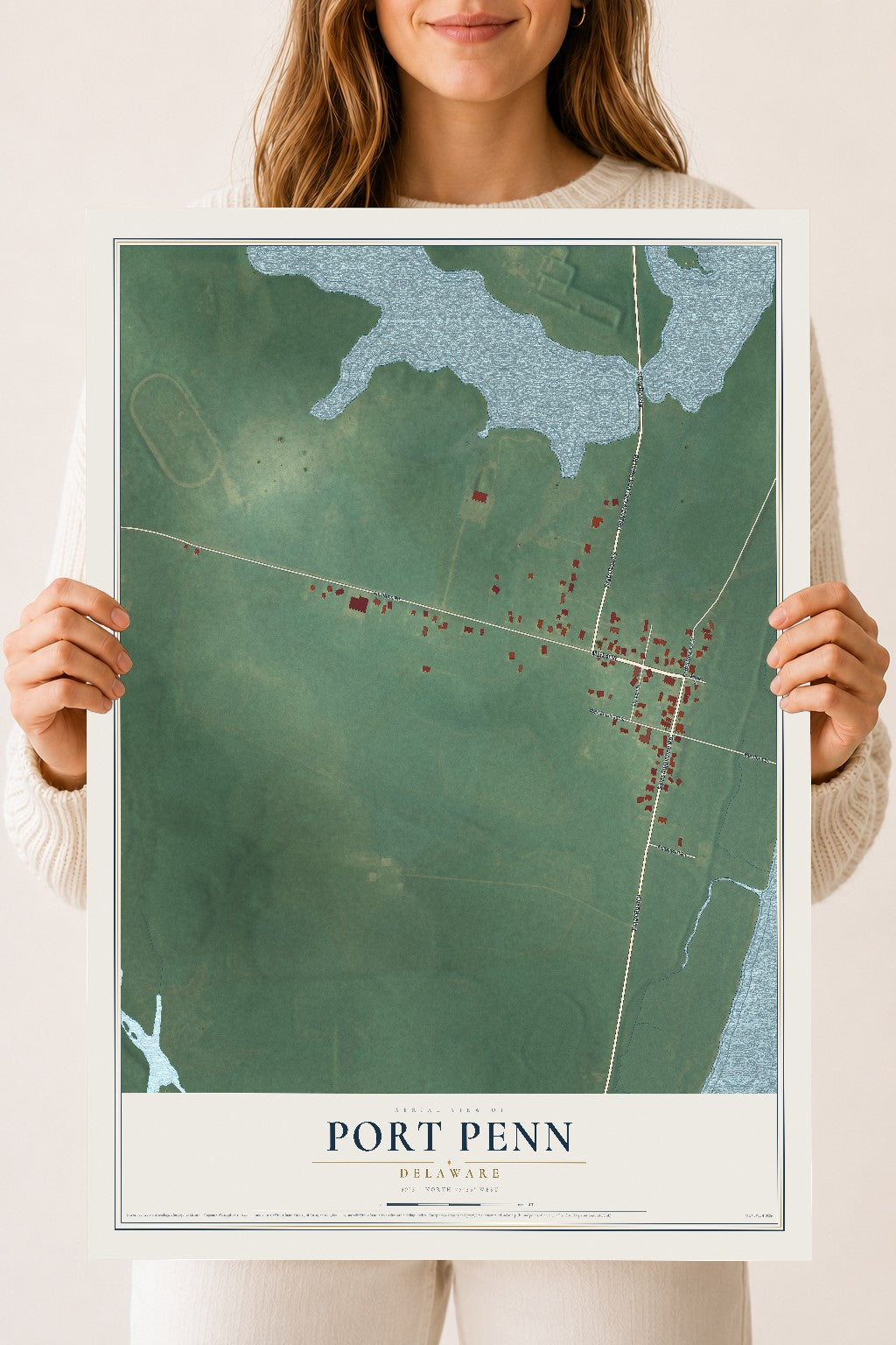 Map of Port Penn, Delaware, 18 x 24 inch unframed archival matte print