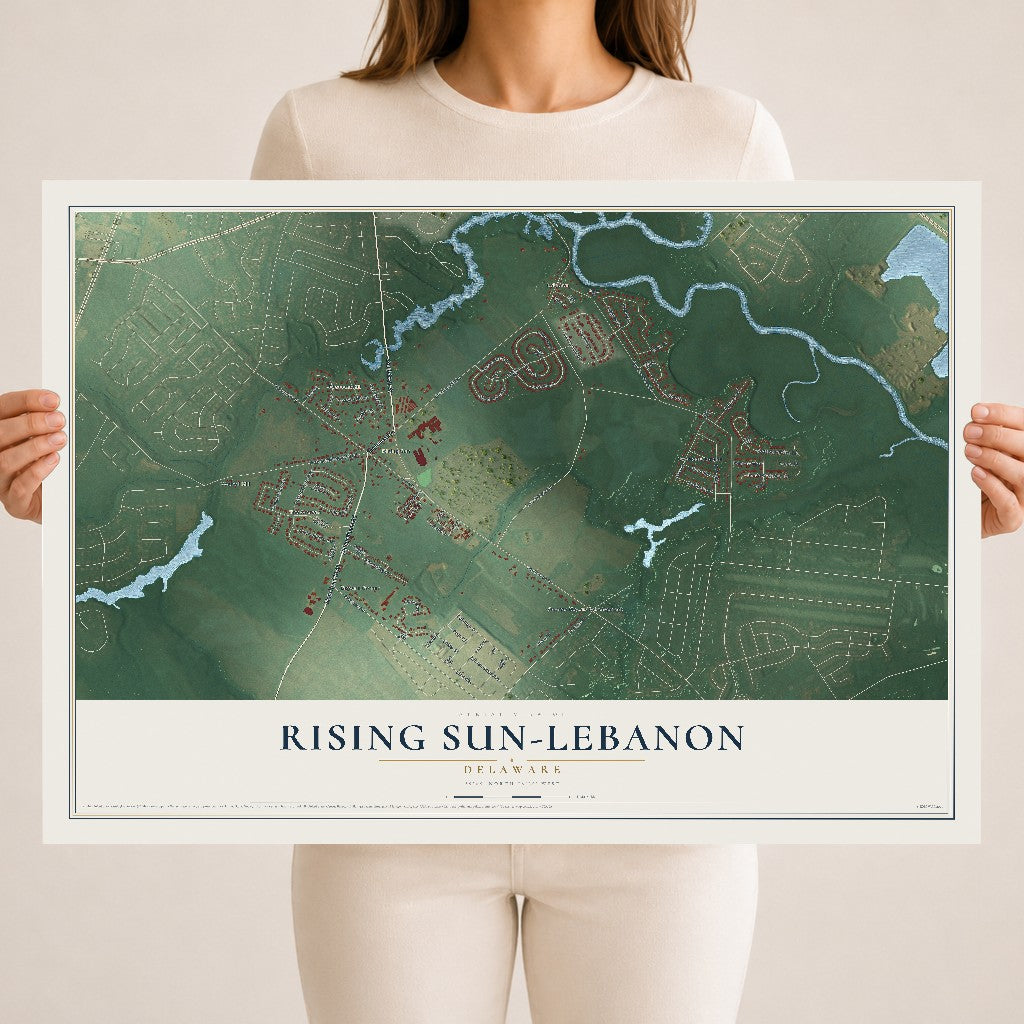 Map of Rising Sun-Lebanon, Delaware, 18 x 24 inch unframed archival matte print