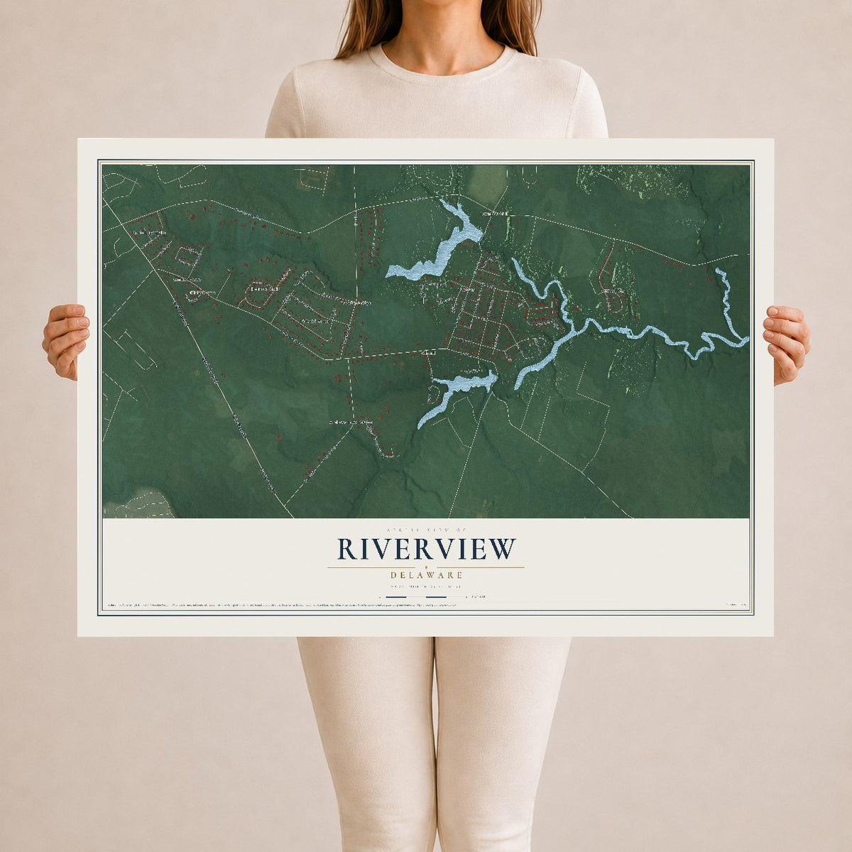 Map of Riverview, Delaware, 24 x 36 inch unframed archival matte print