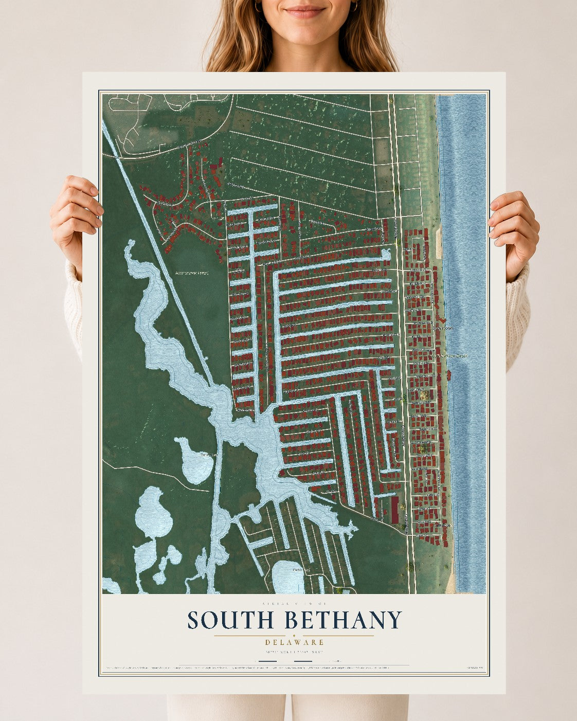 Map of South Bethany, Delaware, 24 x 36 inch unframed archival matte print