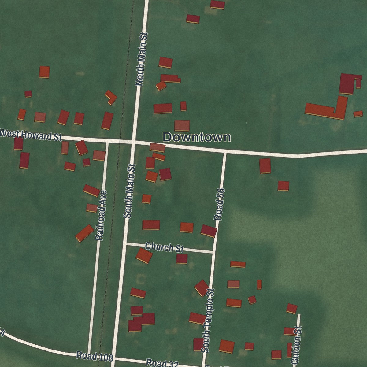 Close-up of the map of Viola, Delaware print showing street and building detail