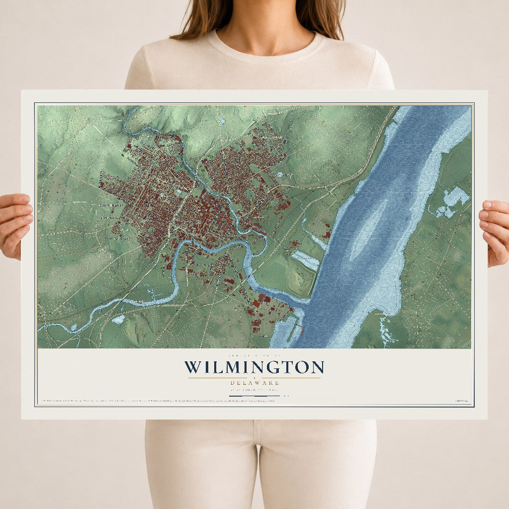 Map of Wilmington, Delaware, 18 x 24 inch unframed archival matte print