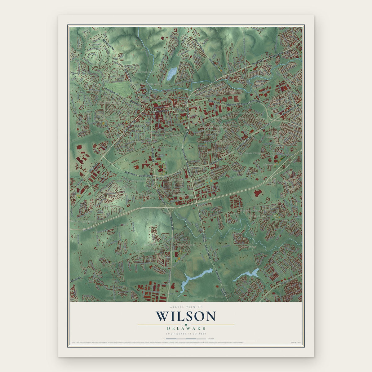 Wilson, Delaware map print, the full design