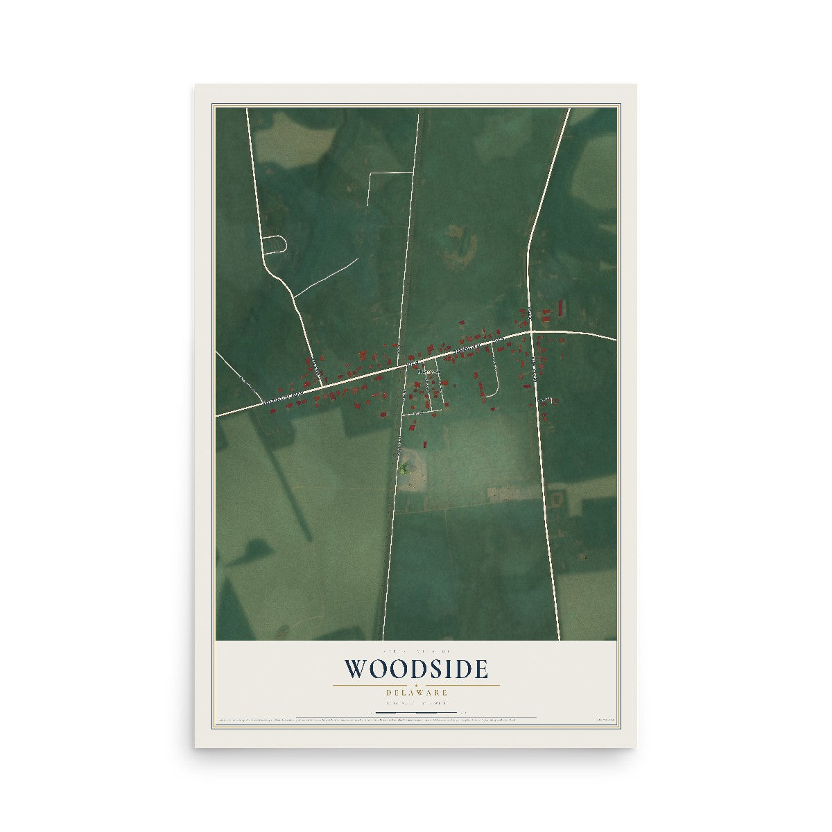 Map of Woodside, Delaware, 12 x 18 inch unframed archival matte print