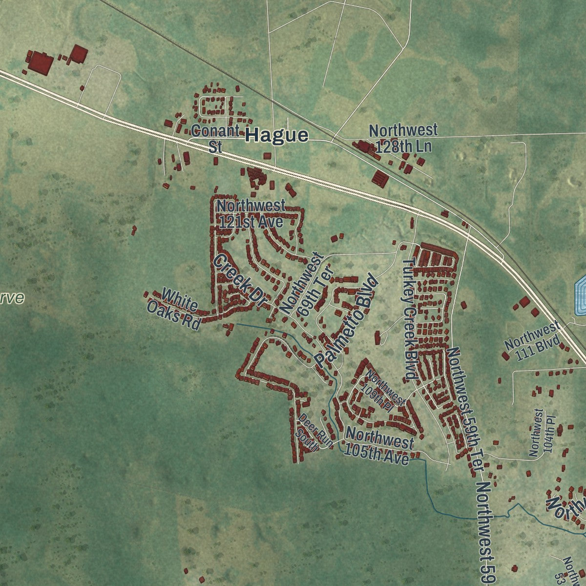 Close-up 2 of the Alachua, Florida map artwork
