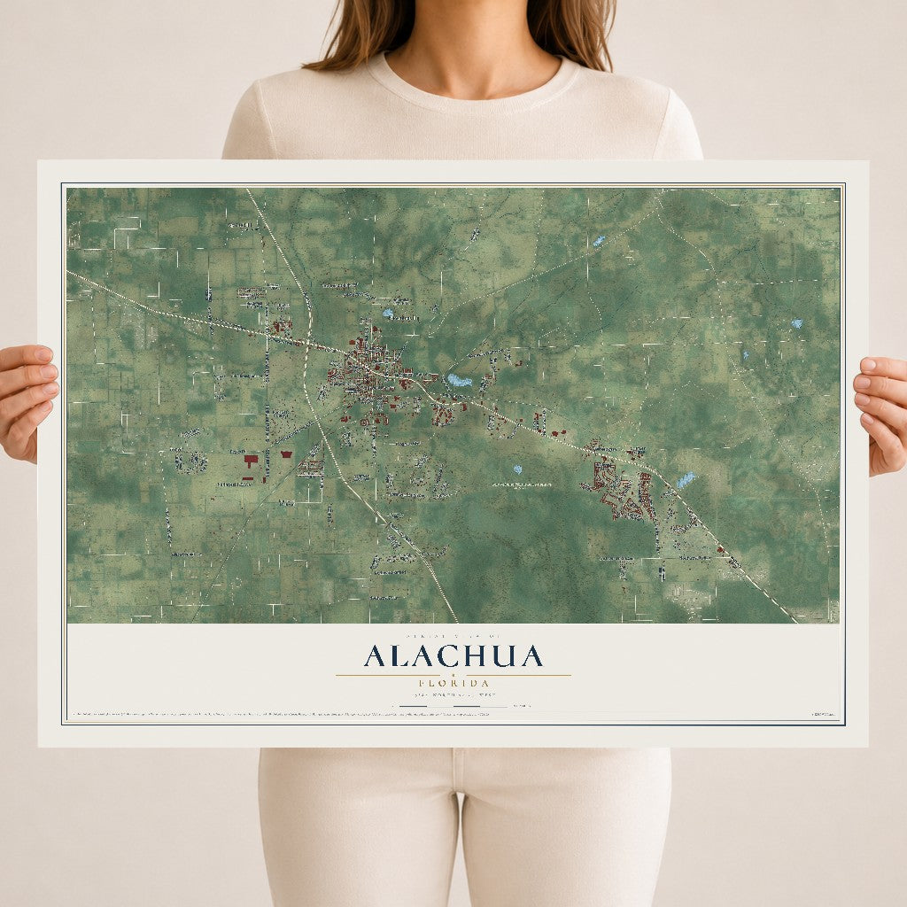 Alachua, Florida map print, 18" x 24" Archival Matte Print mockup