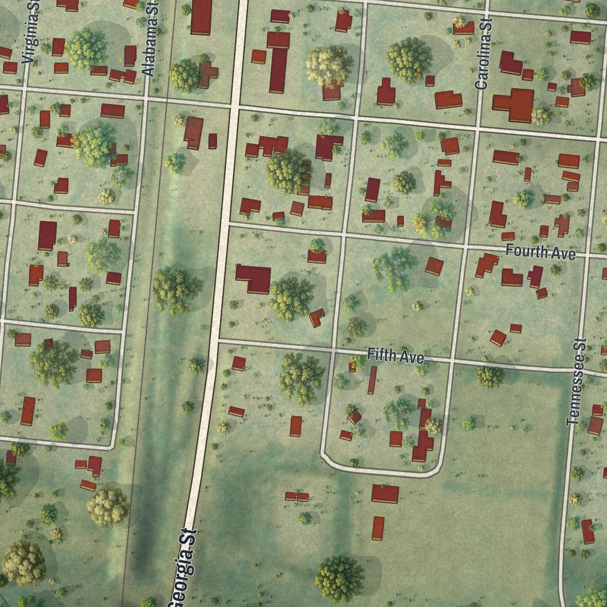 Close-up 1 of the Alford, Florida map artwork
