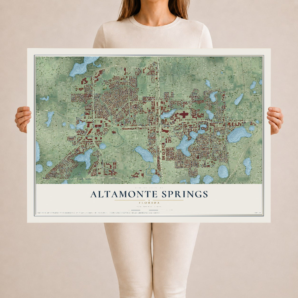 Altamonte Springs, Florida map print, 24" x 36" Archival Matte Print mockup