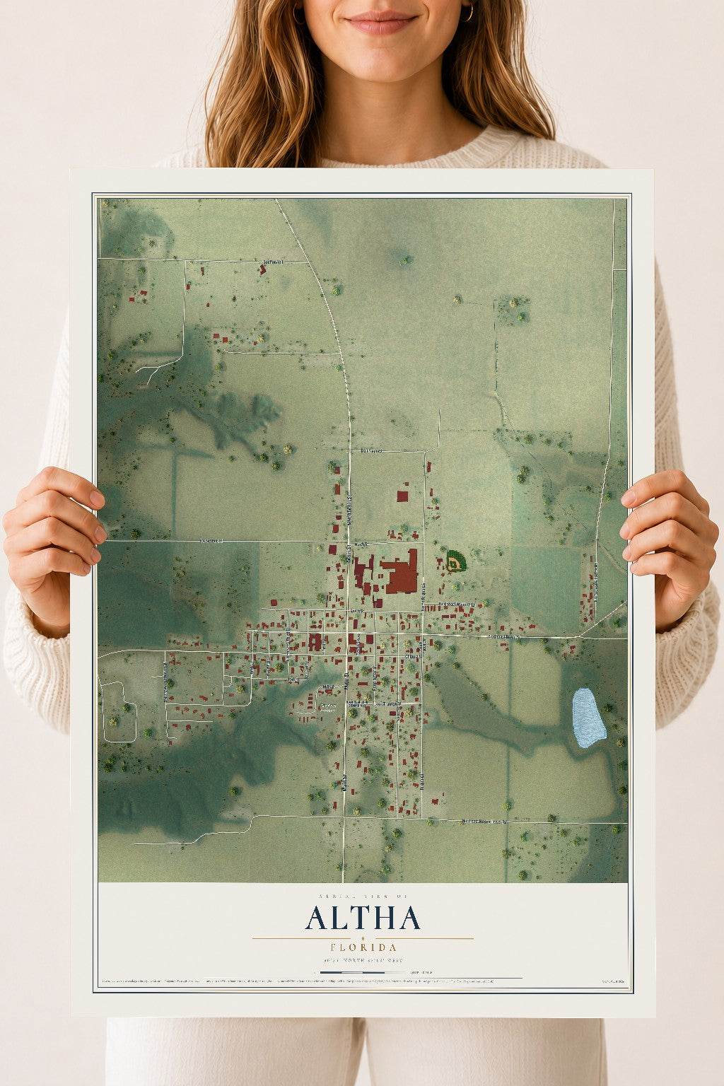 Altha, Florida map print, 18" x 24" Archival Matte Print mockup