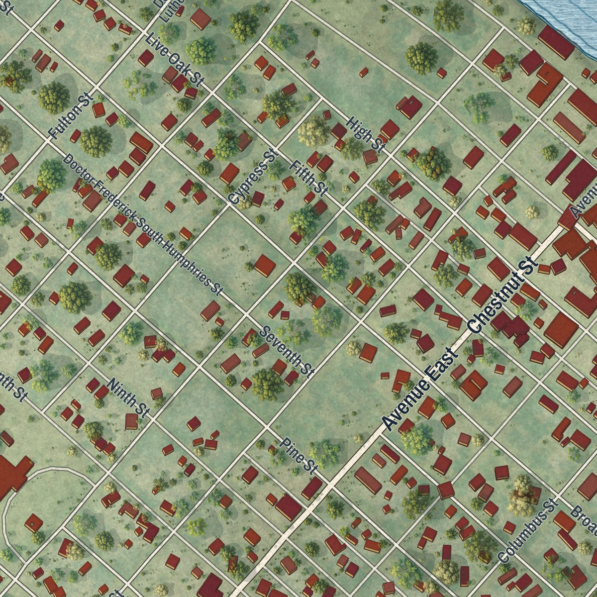 Close-up 1 of the Apalachicola, Florida map artwork