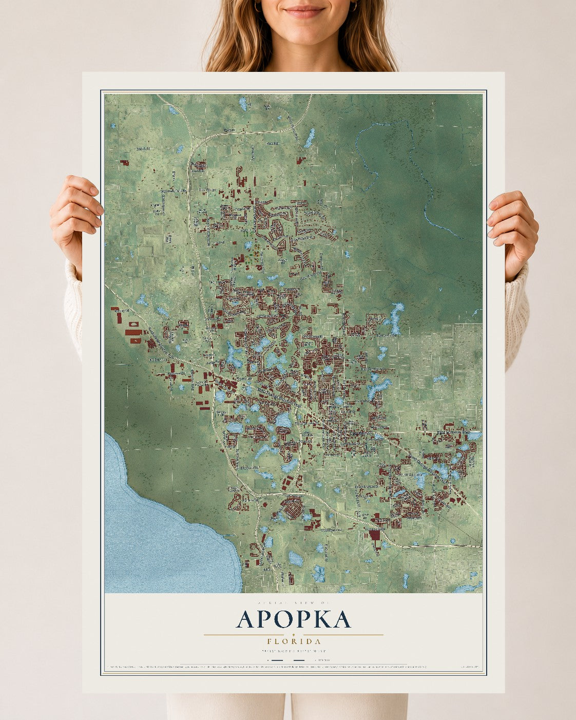 Apopka, Florida map print, 24" x 36" Archival Matte Print mockup