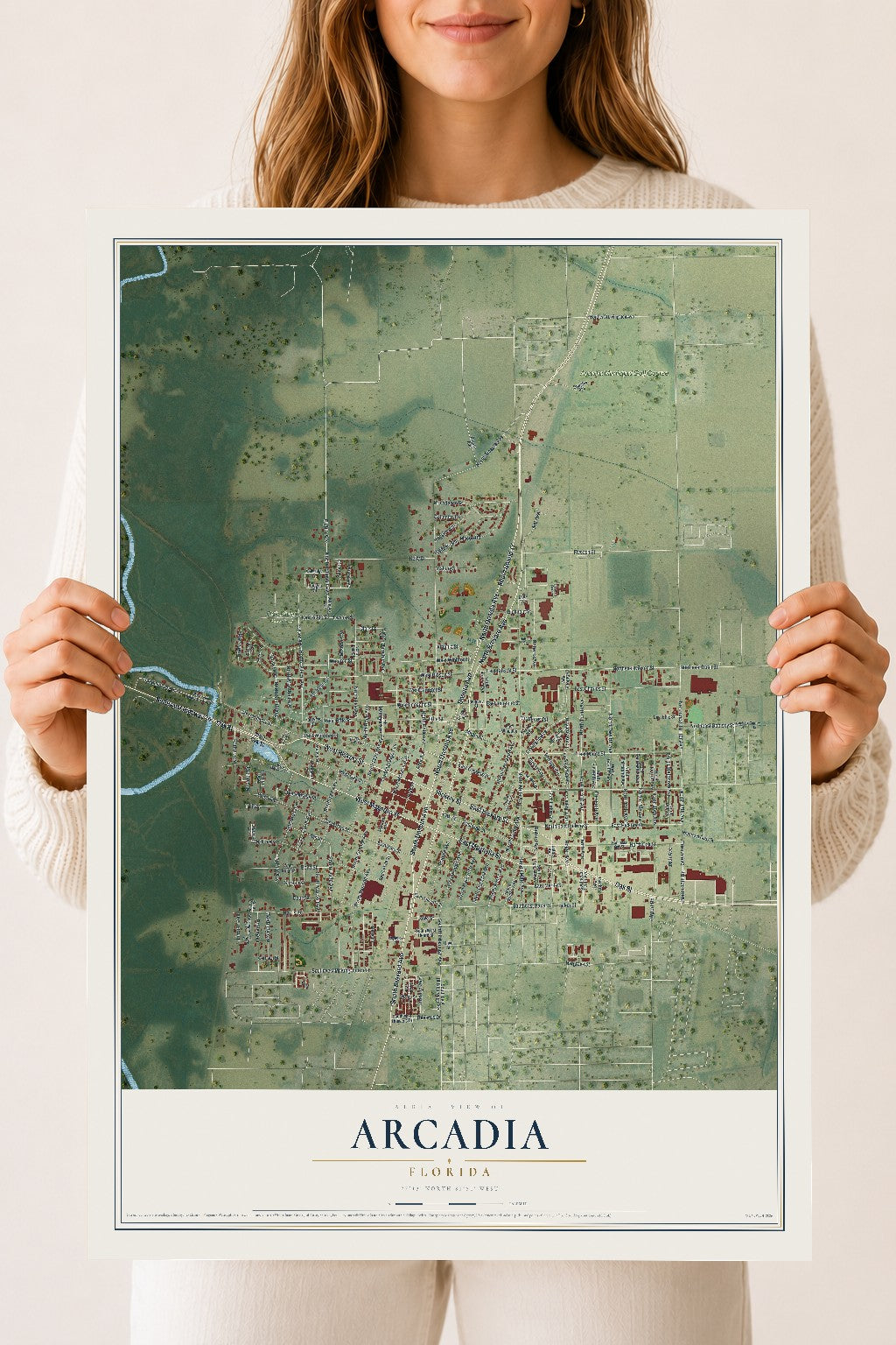 Arcadia, Florida map print, 18" x 24" Archival Matte Print mockup