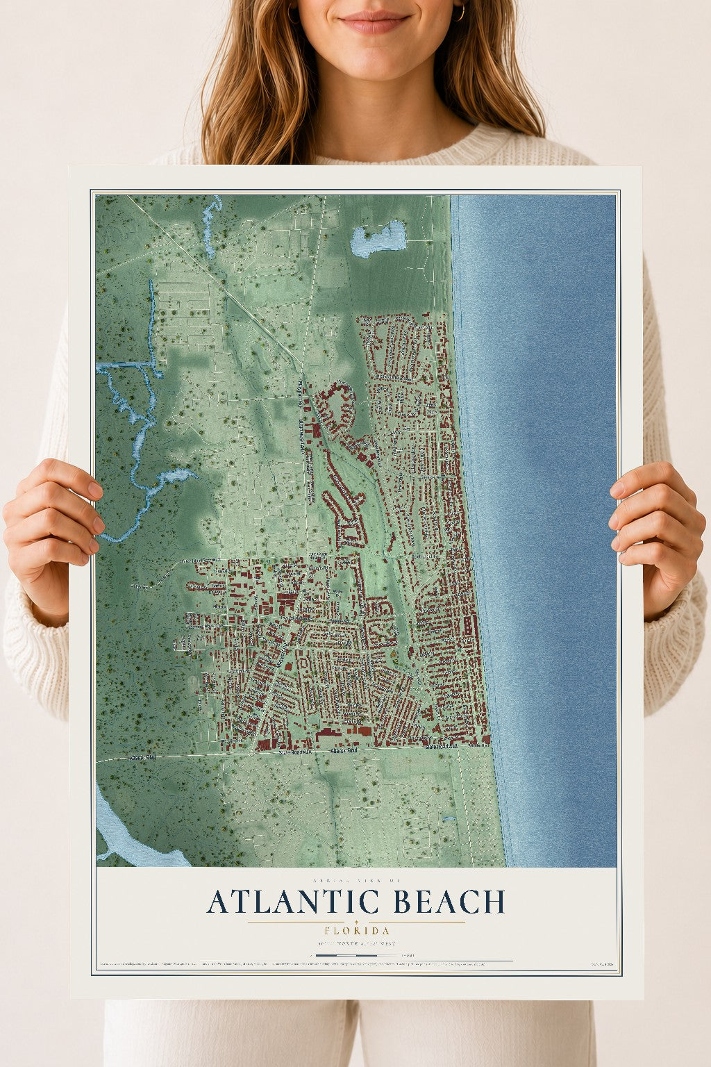 Atlantic Beach, Florida map print, 18" x 24" Archival Matte Print mockup