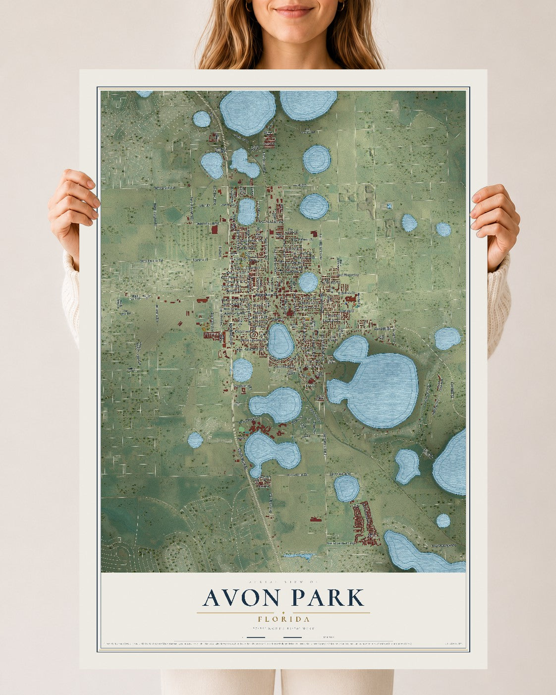 Avon Park, Florida map print, 24" x 36" Archival Matte Print mockup
