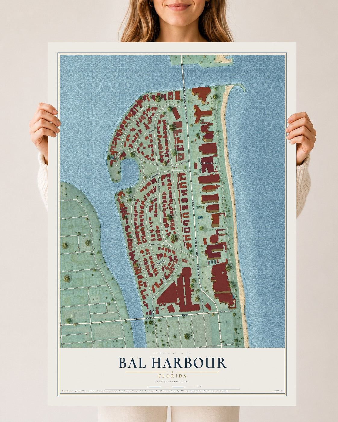 Bal Harbour, Florida map print, 24" x 36" Archival Matte Print mockup
