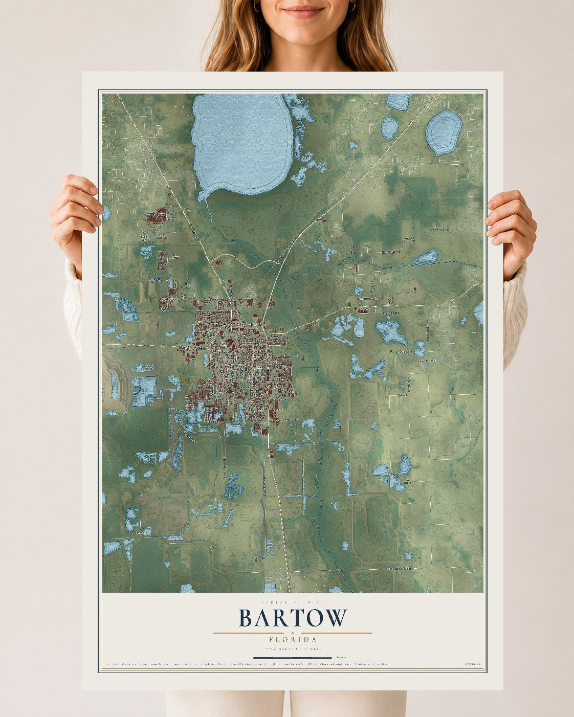 Bartow, Florida map print, 24" x 36" Archival Matte Print mockup