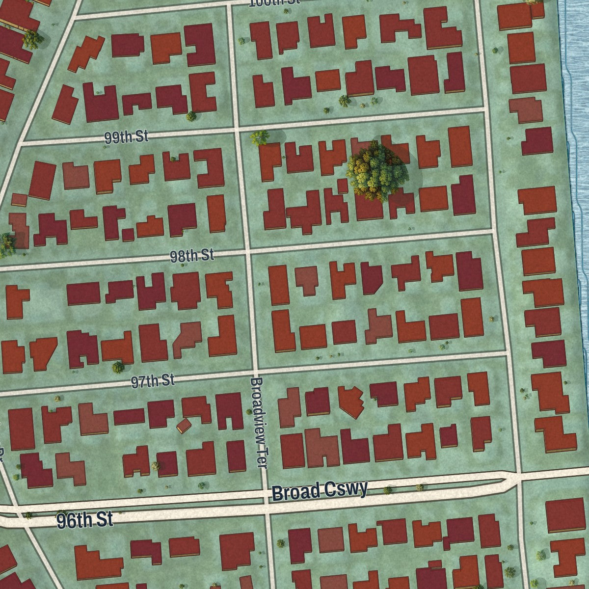 Close-up 1 of the Bay Harbor Islands, Florida map artwork