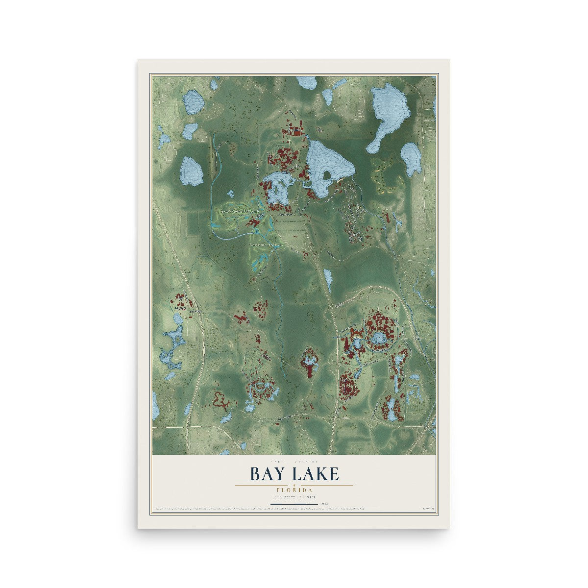 Bay Lake, Florida map print, 12" x 18" Archival Matte Print mockup