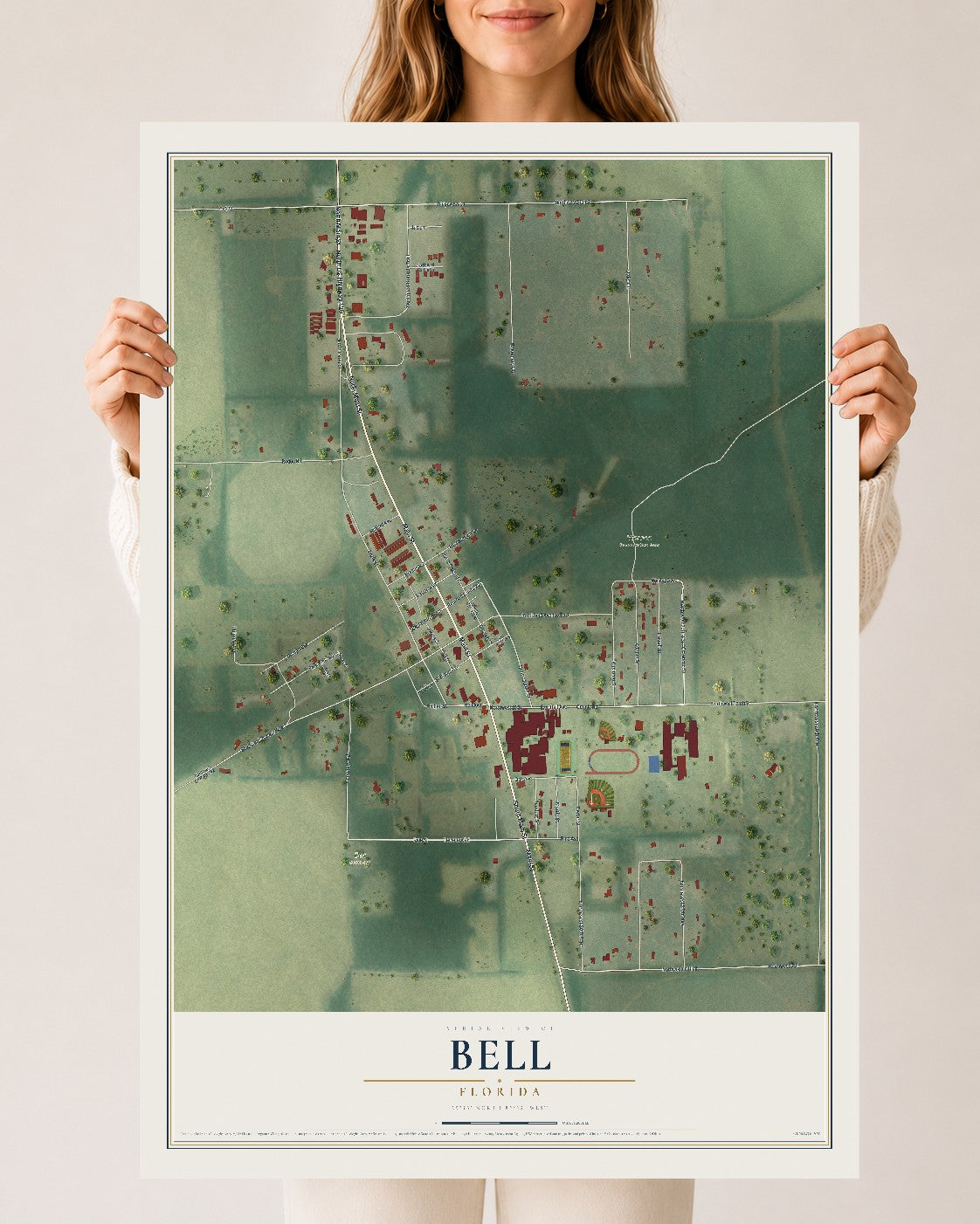 Bell, Florida map print, 24" x 36" Archival Matte Print mockup