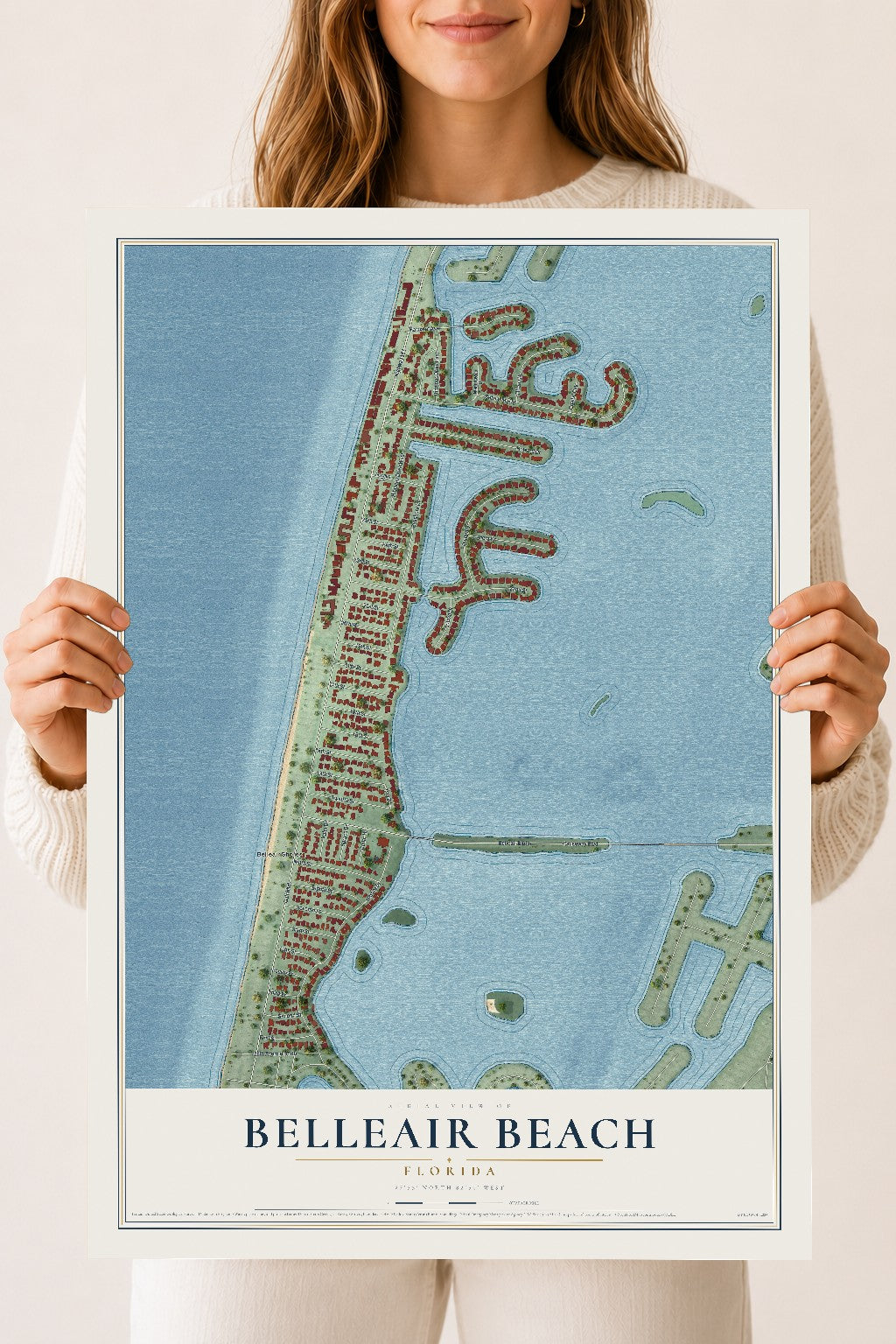 Belleair Beach, Florida map print, 18" x 24" Archival Matte Print mockup