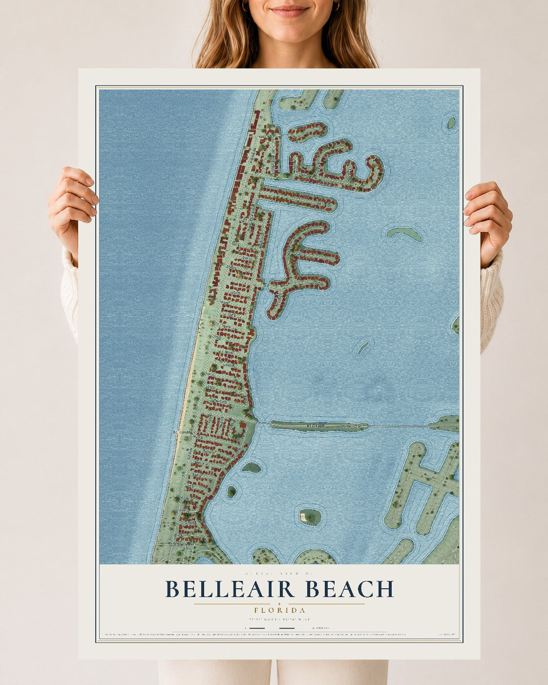 Belleair Beach, Florida map print, 24" x 36" Archival Matte Print mockup