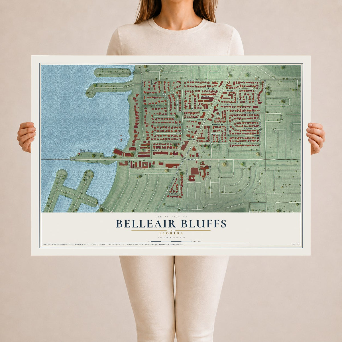 Belleair Bluffs, Florida map print, 24" x 36" Archival Matte Print mockup