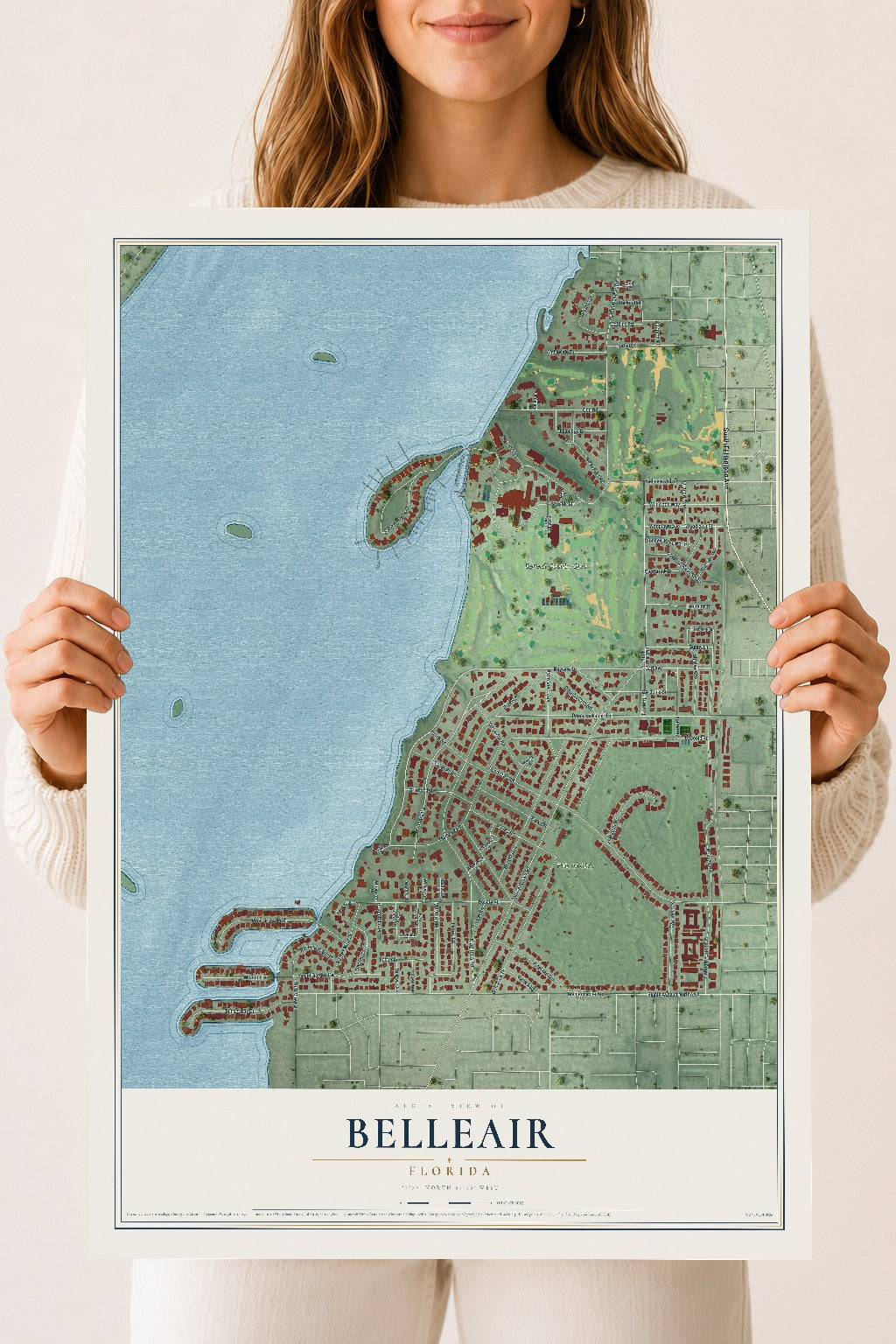 Belleair, Florida map print, 18" x 24" Archival Matte Print mockup