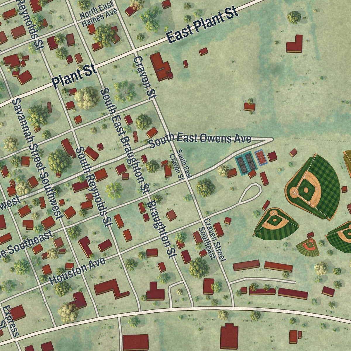 Close-up 1 of the Branford, Florida map artwork