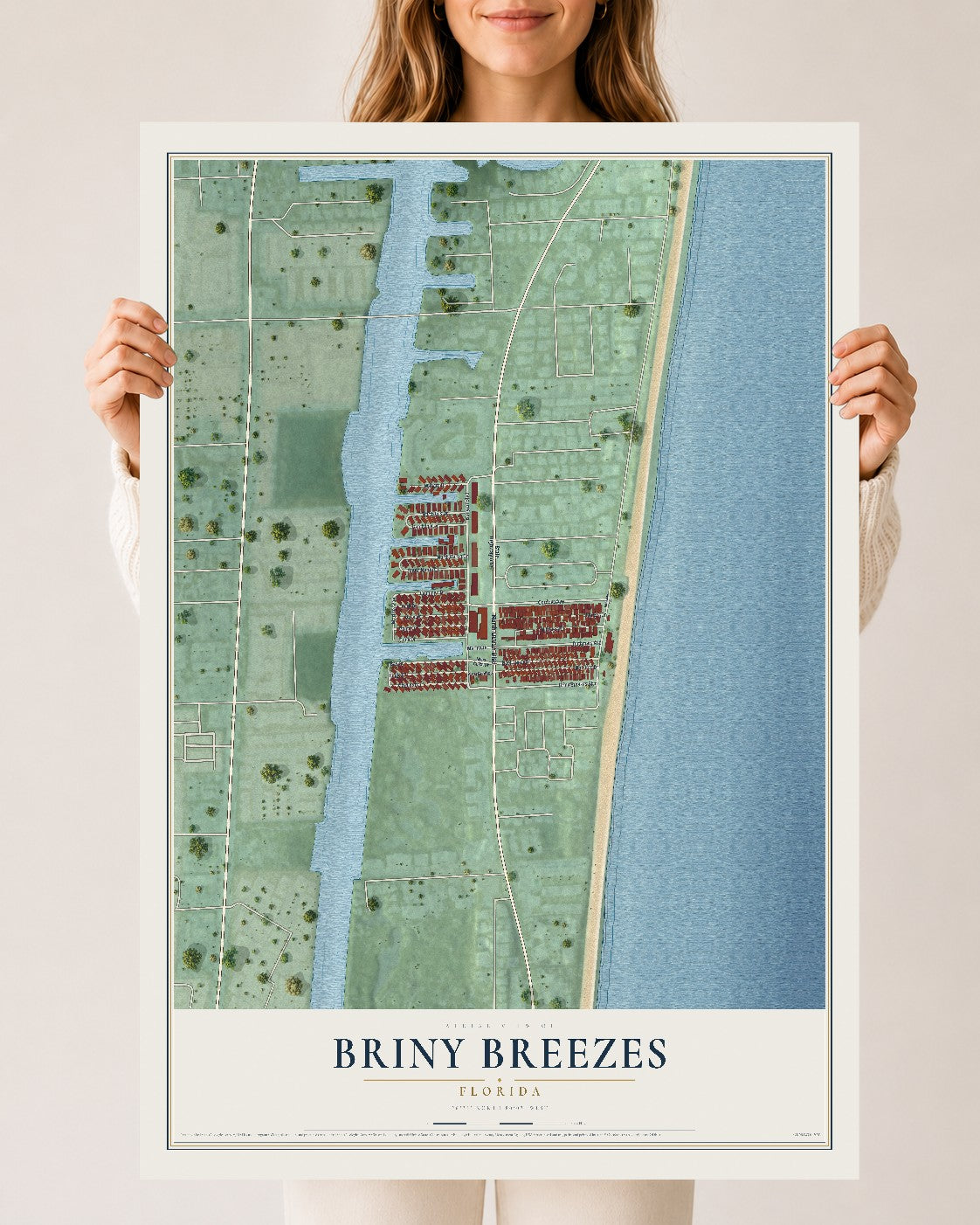 Briny Breezes, Florida map print, 24" x 36" Archival Matte Print mockup