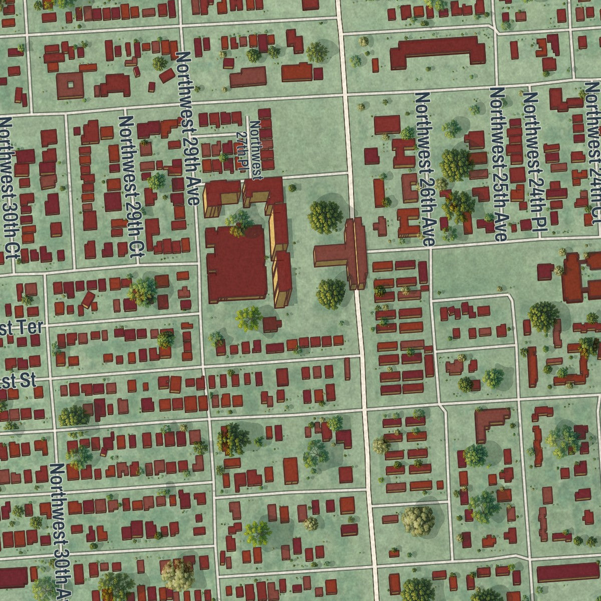 Close-up of the map of Brownsville, Florida print showing street and building detail