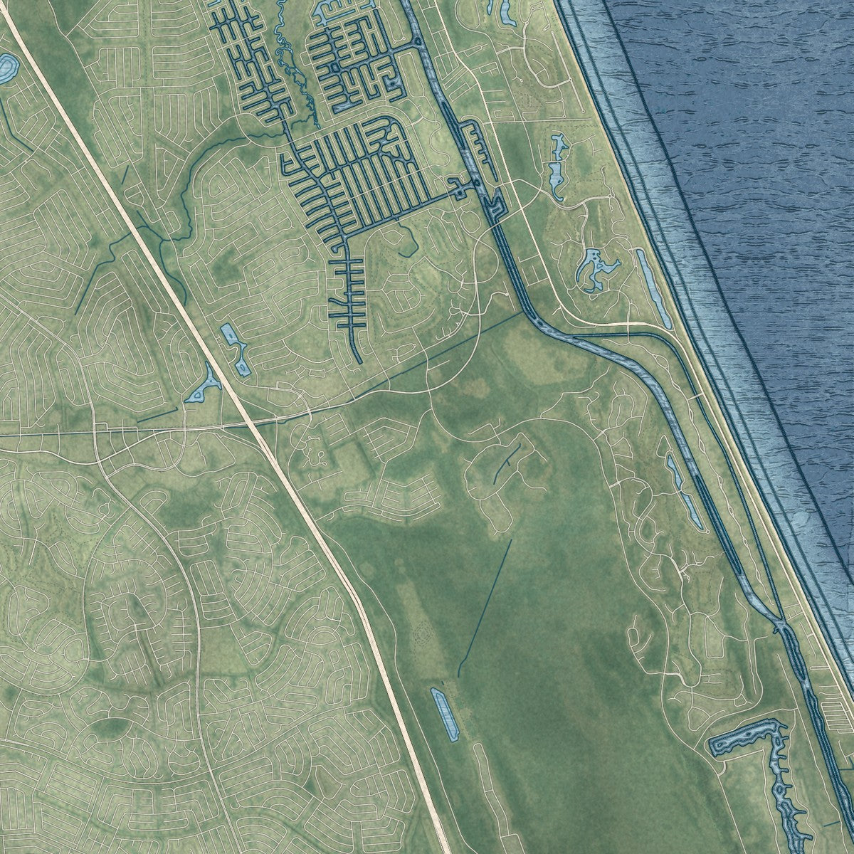 Close-up 1 of the Bunnell, Florida map artwork