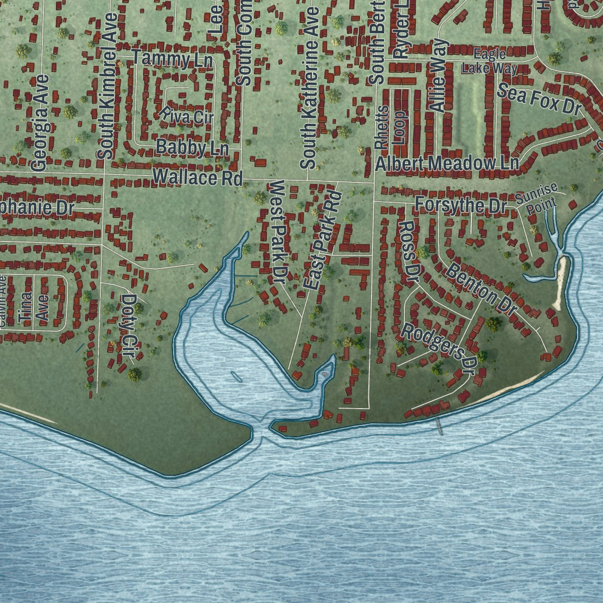 Close-up 2 of the Callaway, Florida map artwork