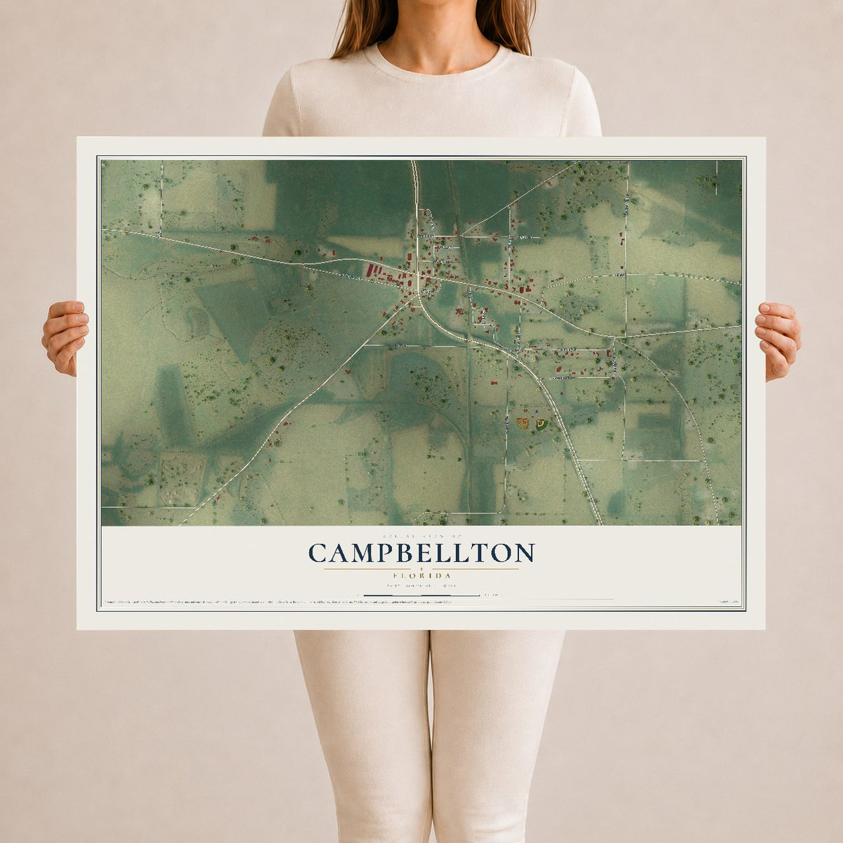 Campbellton, Florida map print, 24" x 36" Archival Matte Print mockup