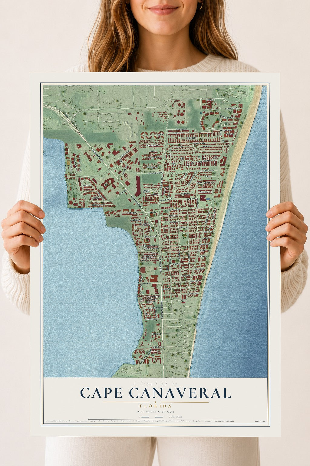 Cape Canaveral, Florida map print, 18" x 24" Archival Matte Print mockup