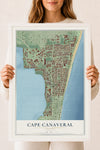 Map of Cape Canaveral, Florida, 18 x 24 inch print in a white wood frame
