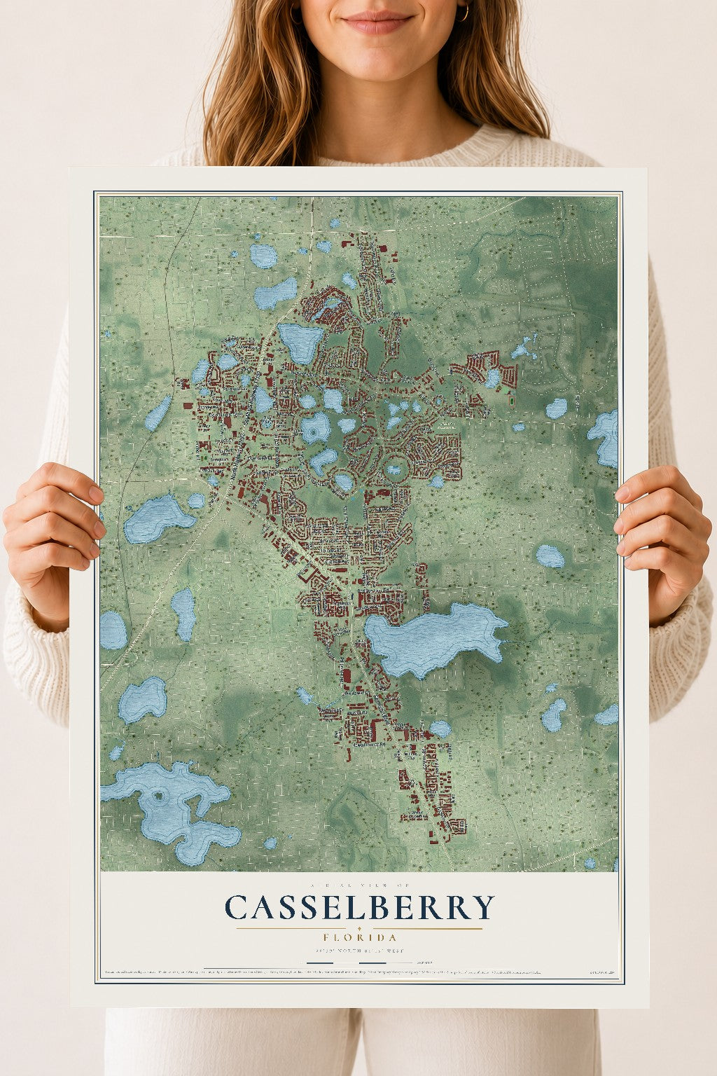 Casselberry, Florida map print, 18" x 24" Archival Matte Print mockup