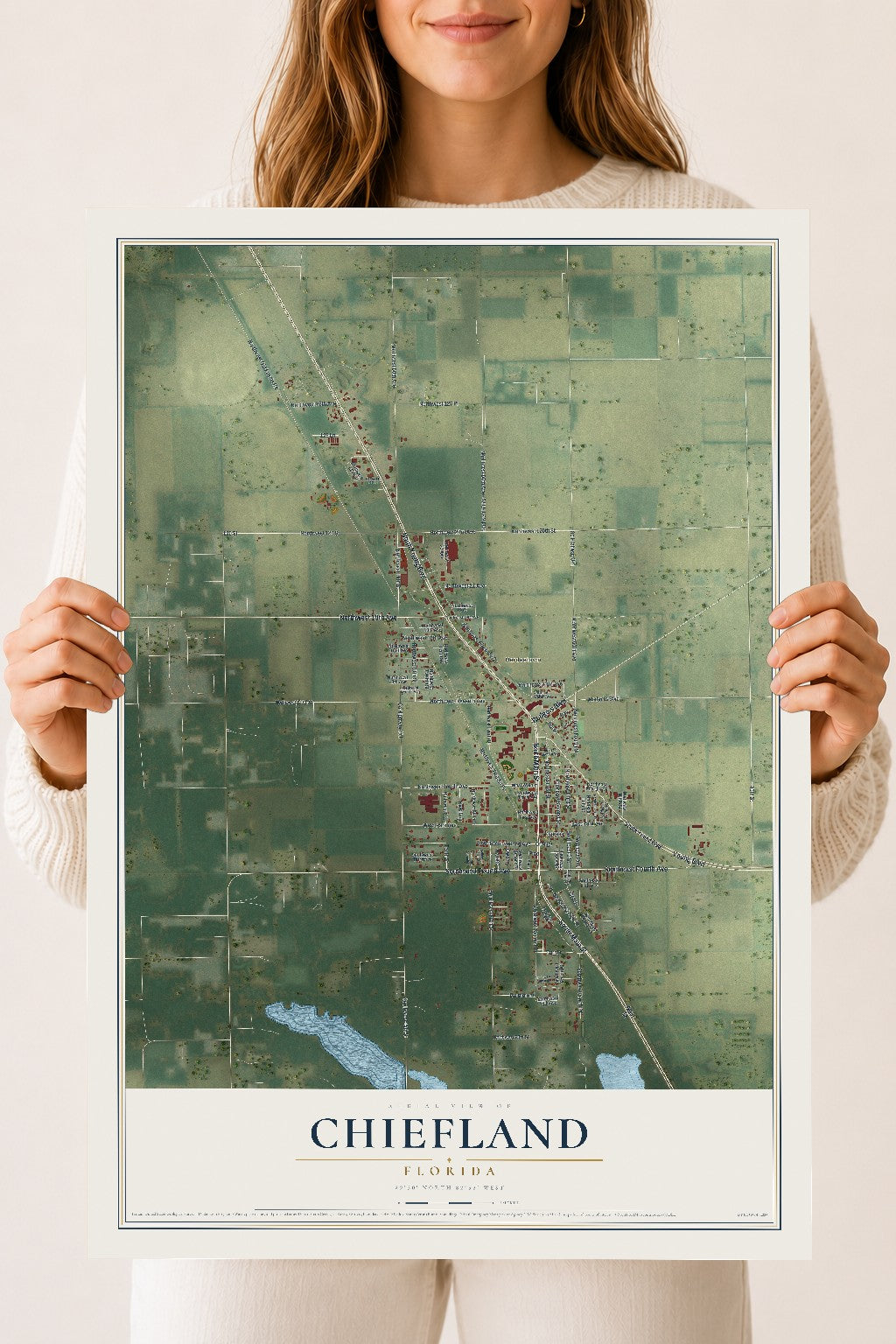 Chiefland, Florida map print, 18" x 24" Archival Matte Print mockup