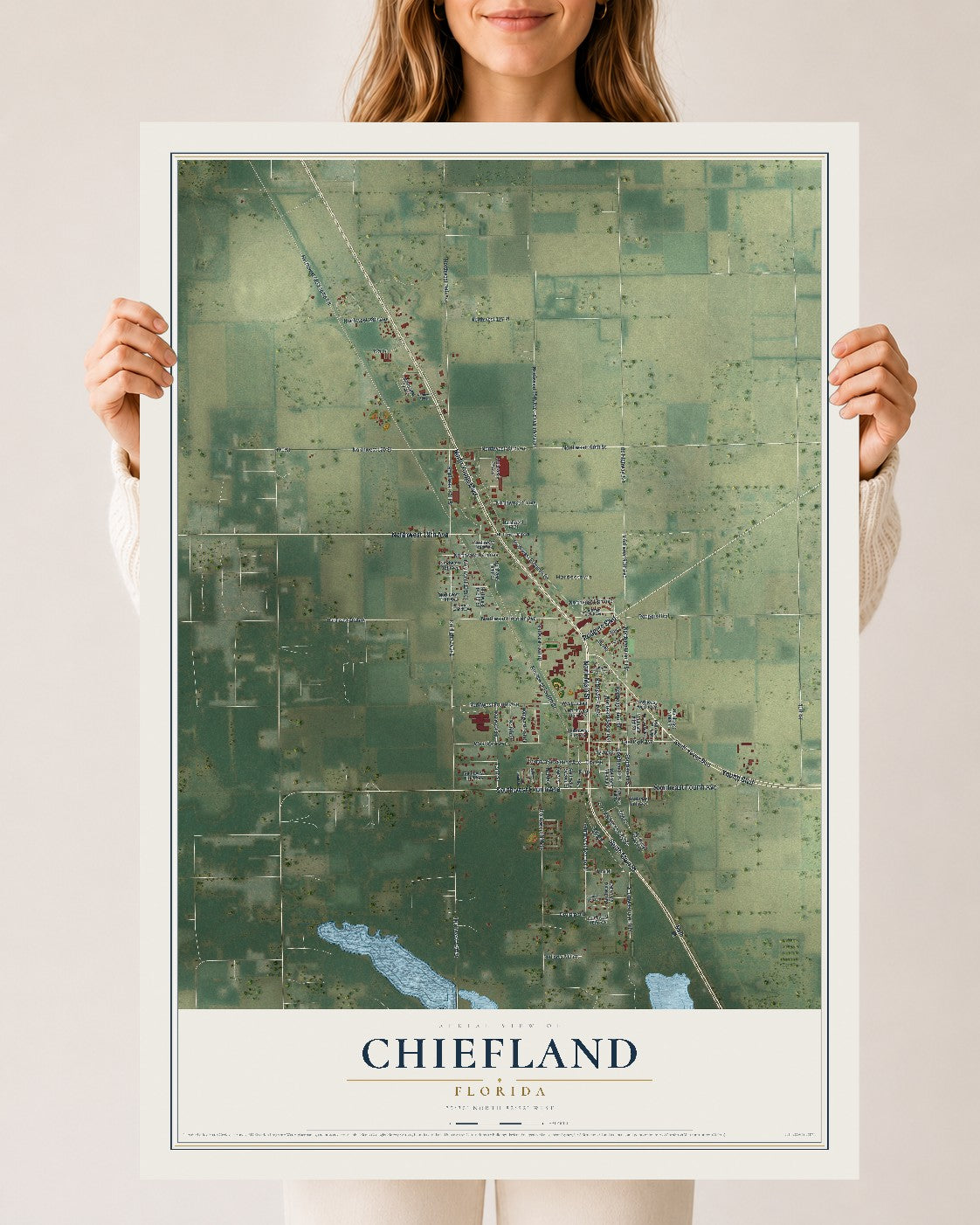 Chiefland, Florida map print, 24" x 36" Archival Matte Print mockup