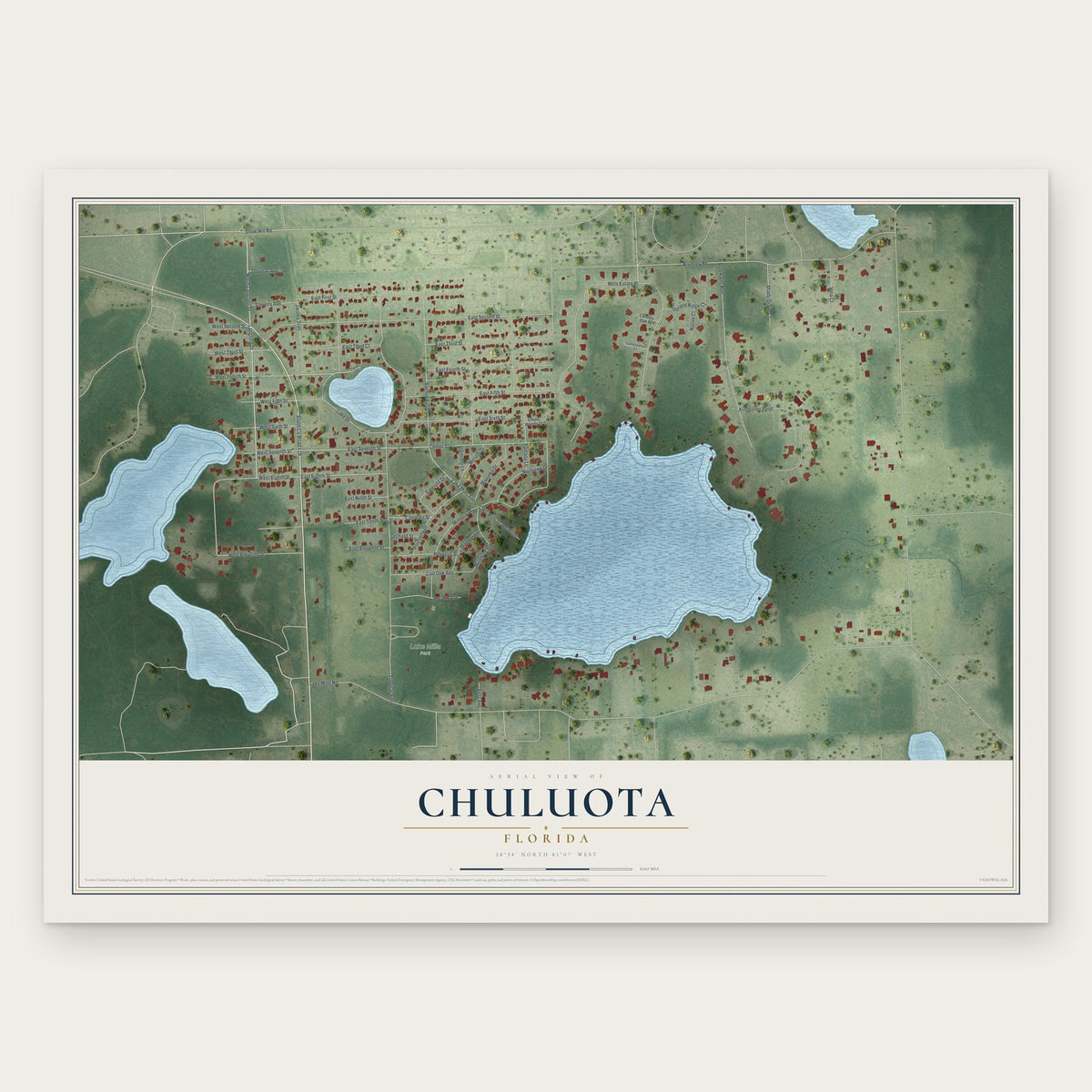 Chuluota, Florida map print, the full design