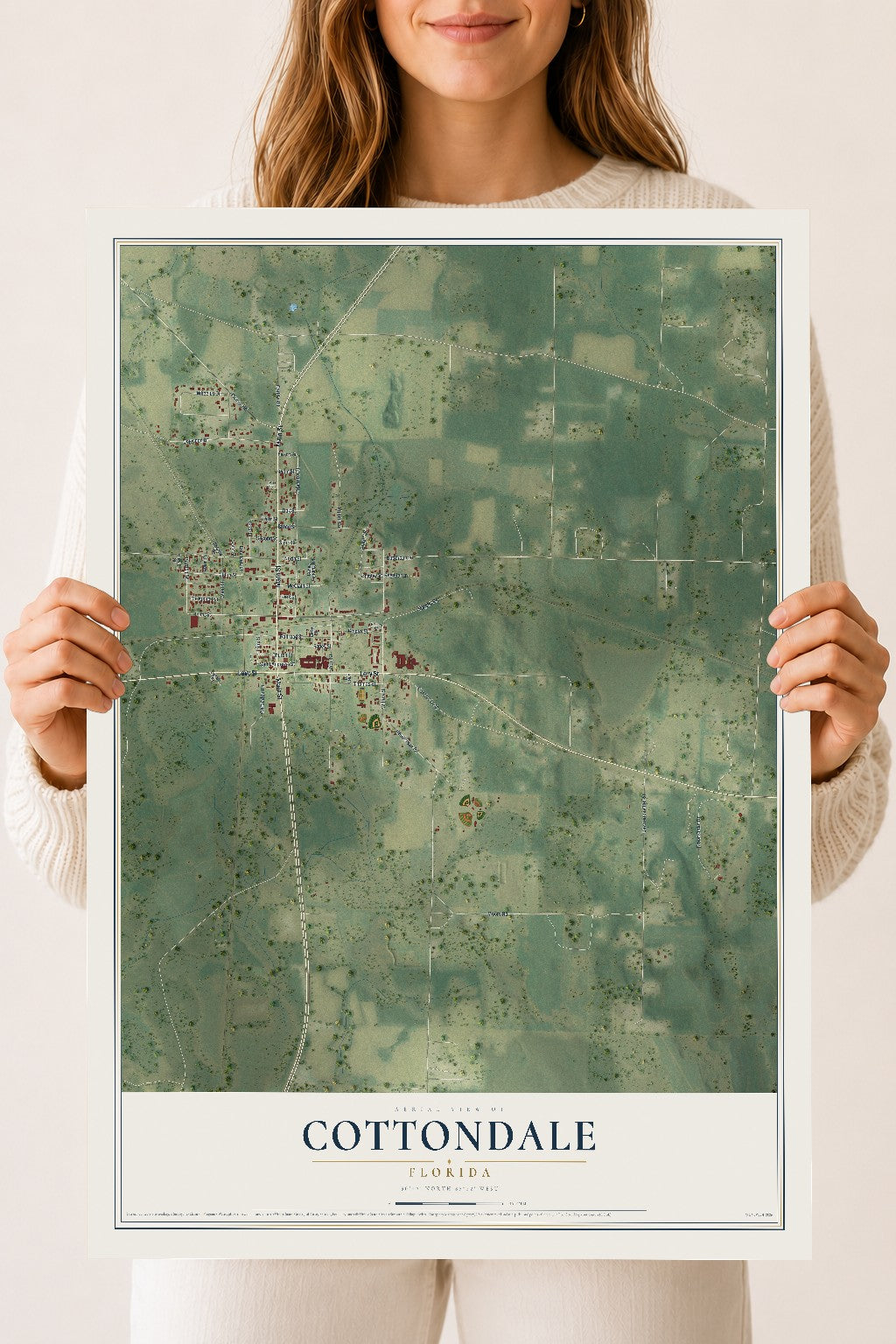 Cottondale, Florida map print, 18" x 24" Archival Matte Print mockup