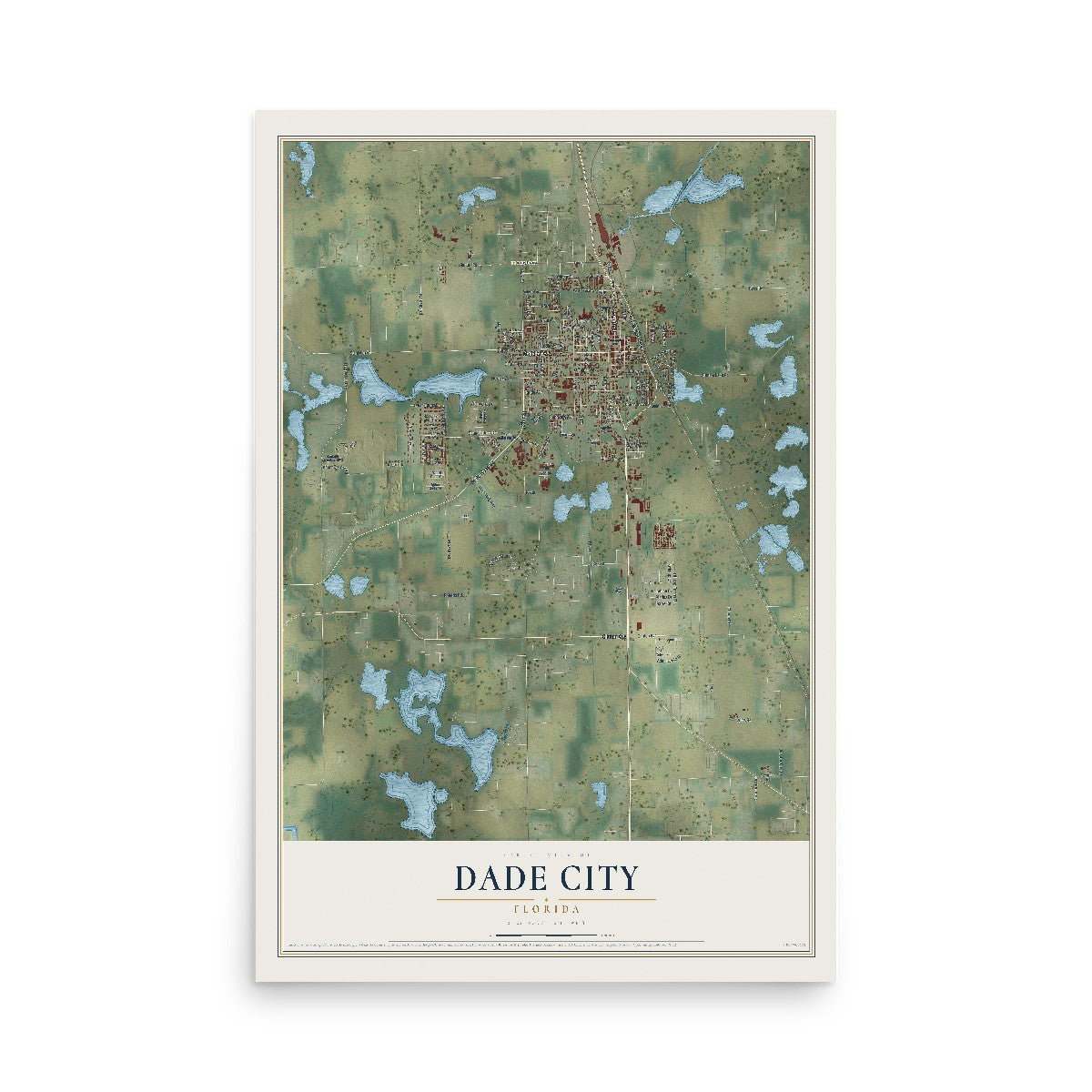 Dade City, Florida map print, 12" x 18" Archival Matte Print mockup