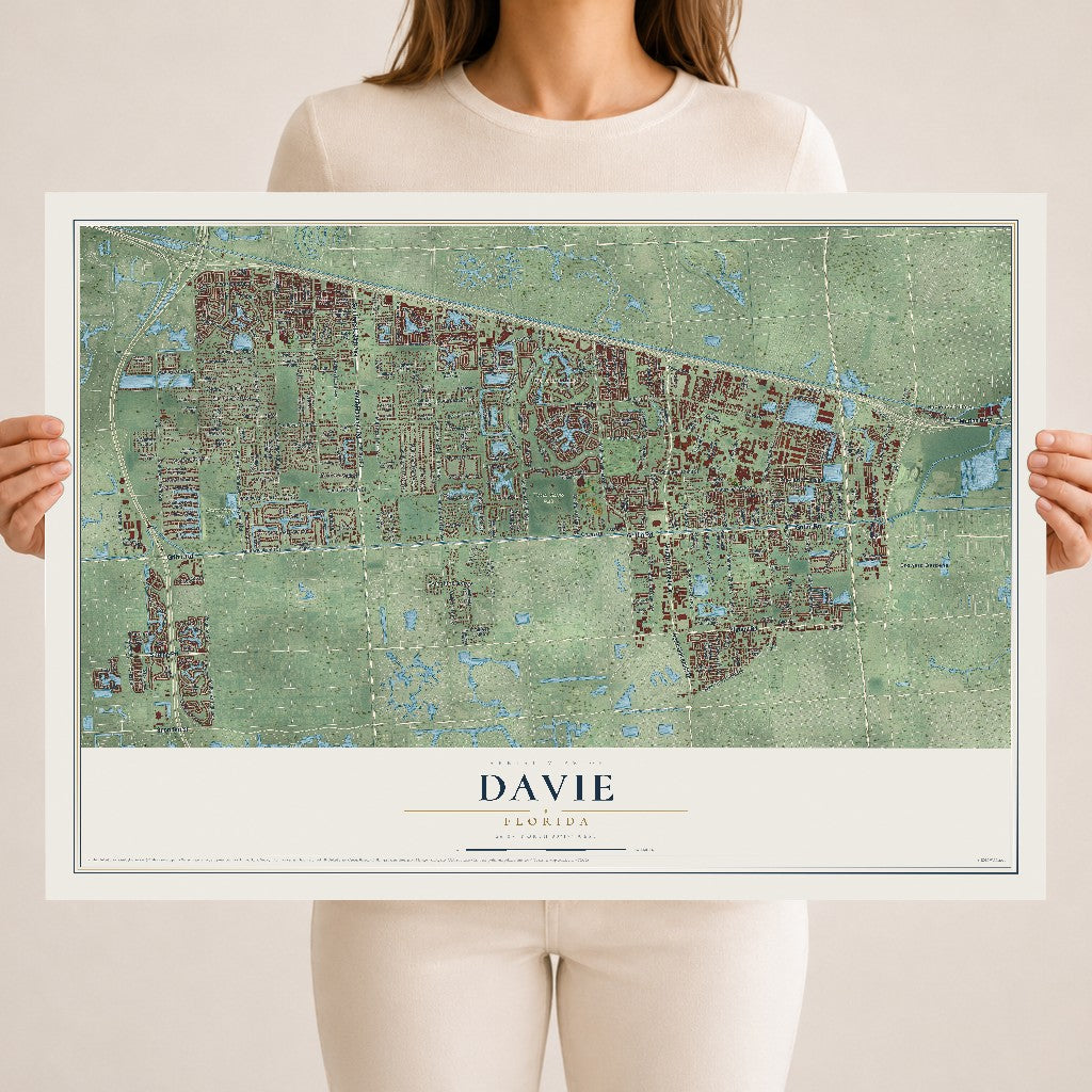 Davie, Florida map print, 18" x 24" Archival Matte Print mockup