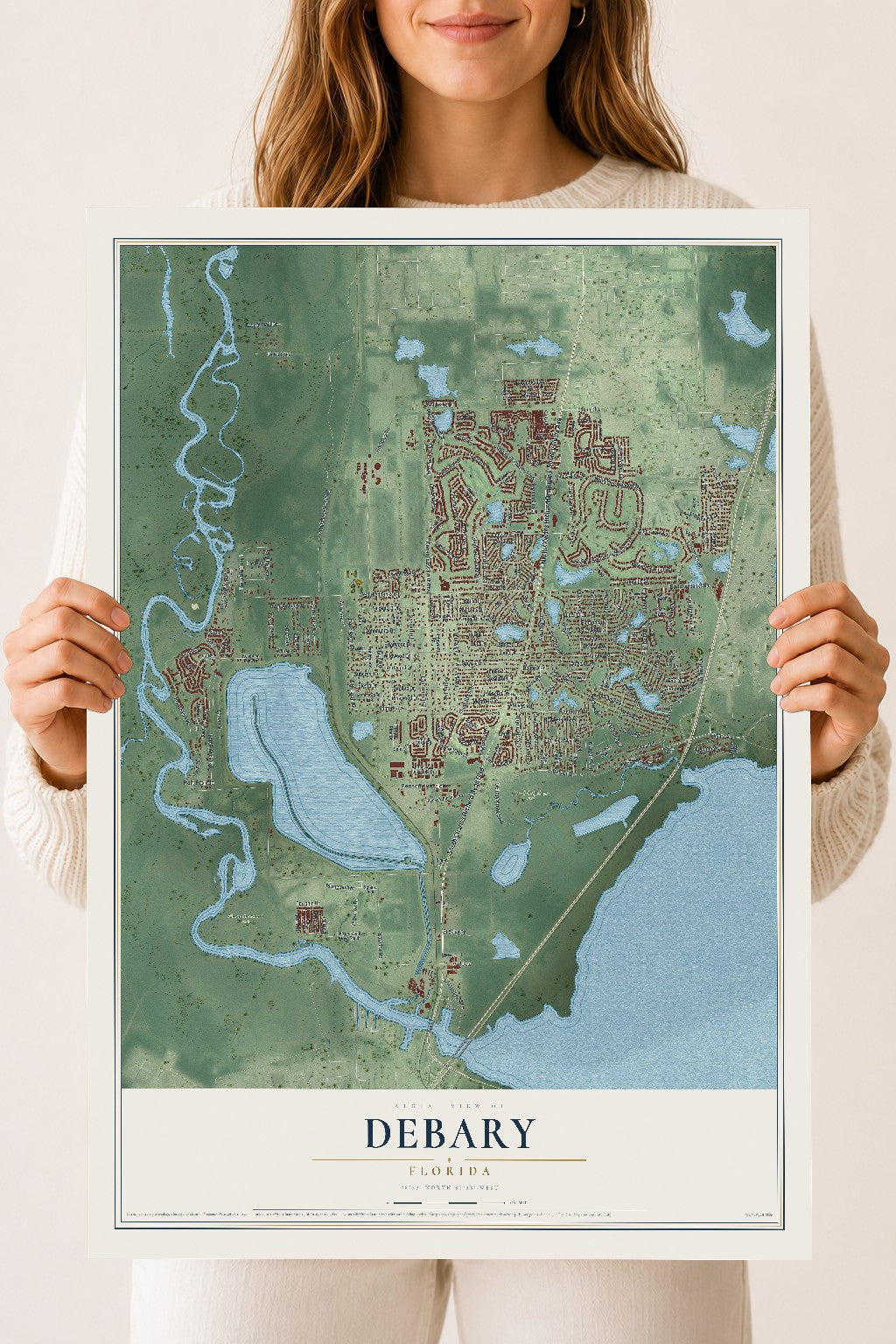 DeBary, Florida map print, 18" x 24" Archival Matte Print mockup