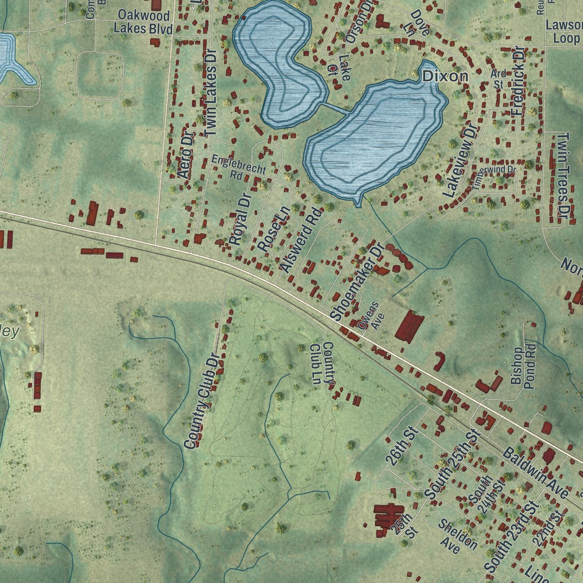 Close-up 2 of the DeFuniak Springs, Florida map artwork