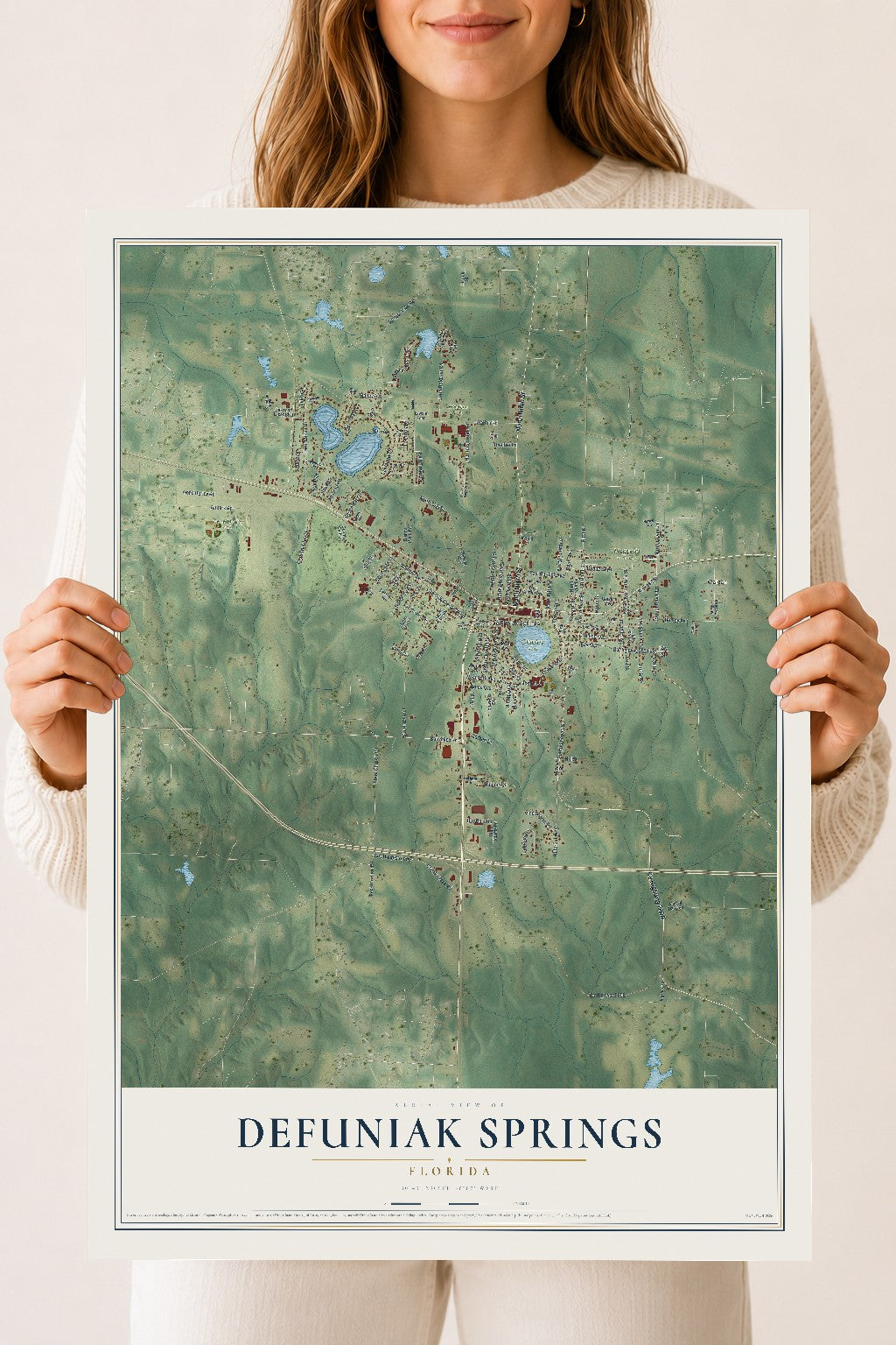 DeFuniak Springs, Florida map print, 18" x 24" Archival Matte Print mockup