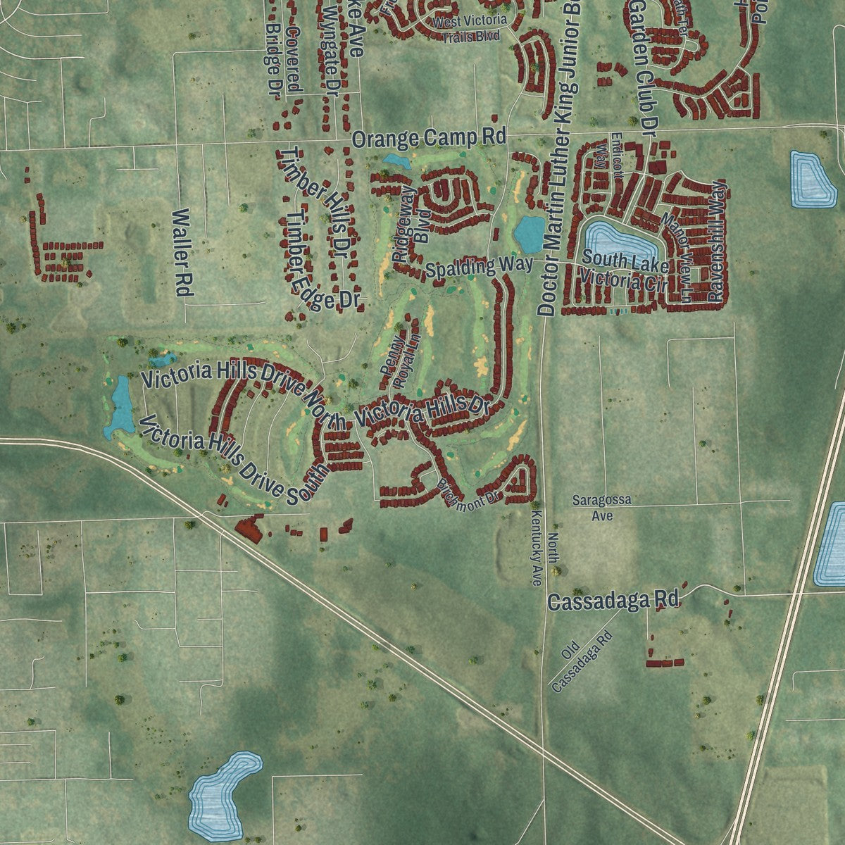 Close-up 2 of the DeLand, Florida map artwork