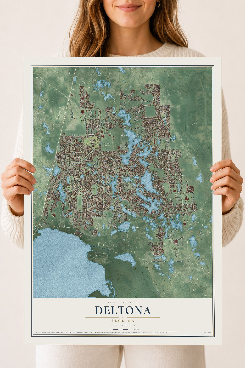 Deltona, Florida map print, 18" x 24" Archival Matte Print mockup