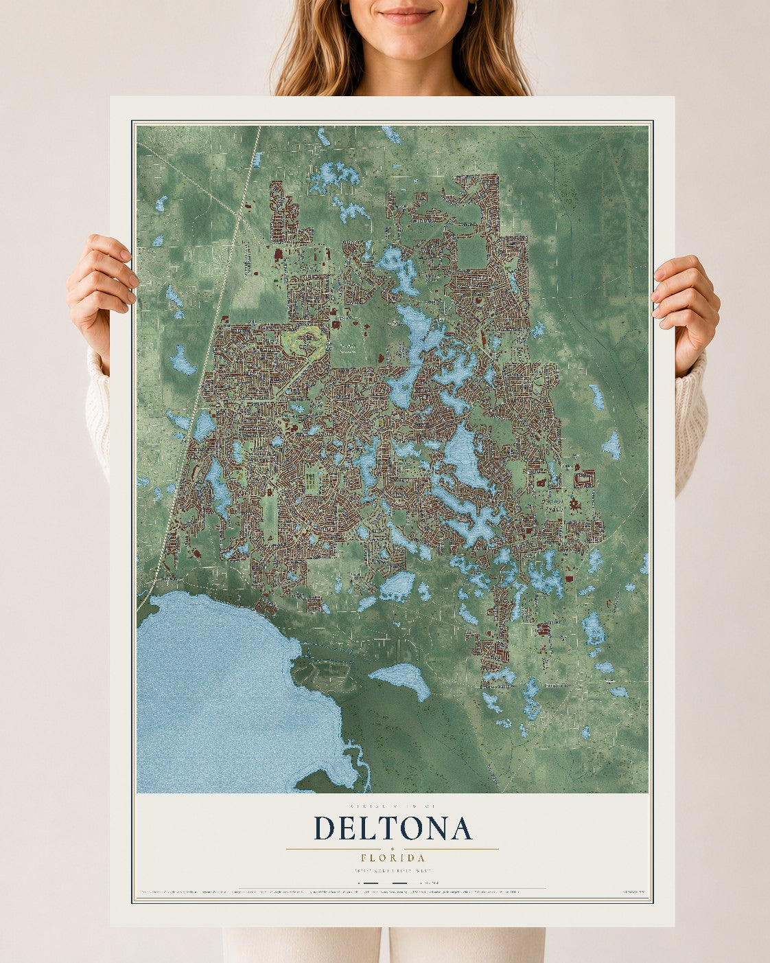 Deltona, Florida map print, 24" x 36" Archival Matte Print mockup